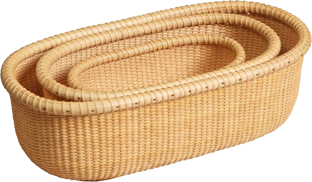 Teng Tian ナンタケットバスケット ティー フルーツバスケット 手芸 収納バスケット デスクトップオーガナイザー ラタン 手織り  ラタン収納バスケット ホームオーガナイザービン